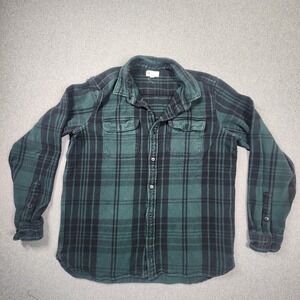Gap Flannel Shirt Mens Large Green Good Plaid Standard Fit Cotton Button Down
